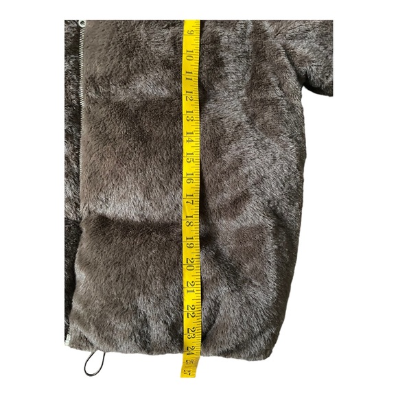 STINE GOYA Aria Fleece Puffer Jacket Dark Brown Faux Fur Coat Size Large - Picture 13 of 16